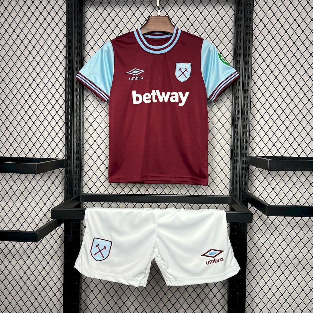 West Ham United 2024/25 Home With Sponsors Kids Kit