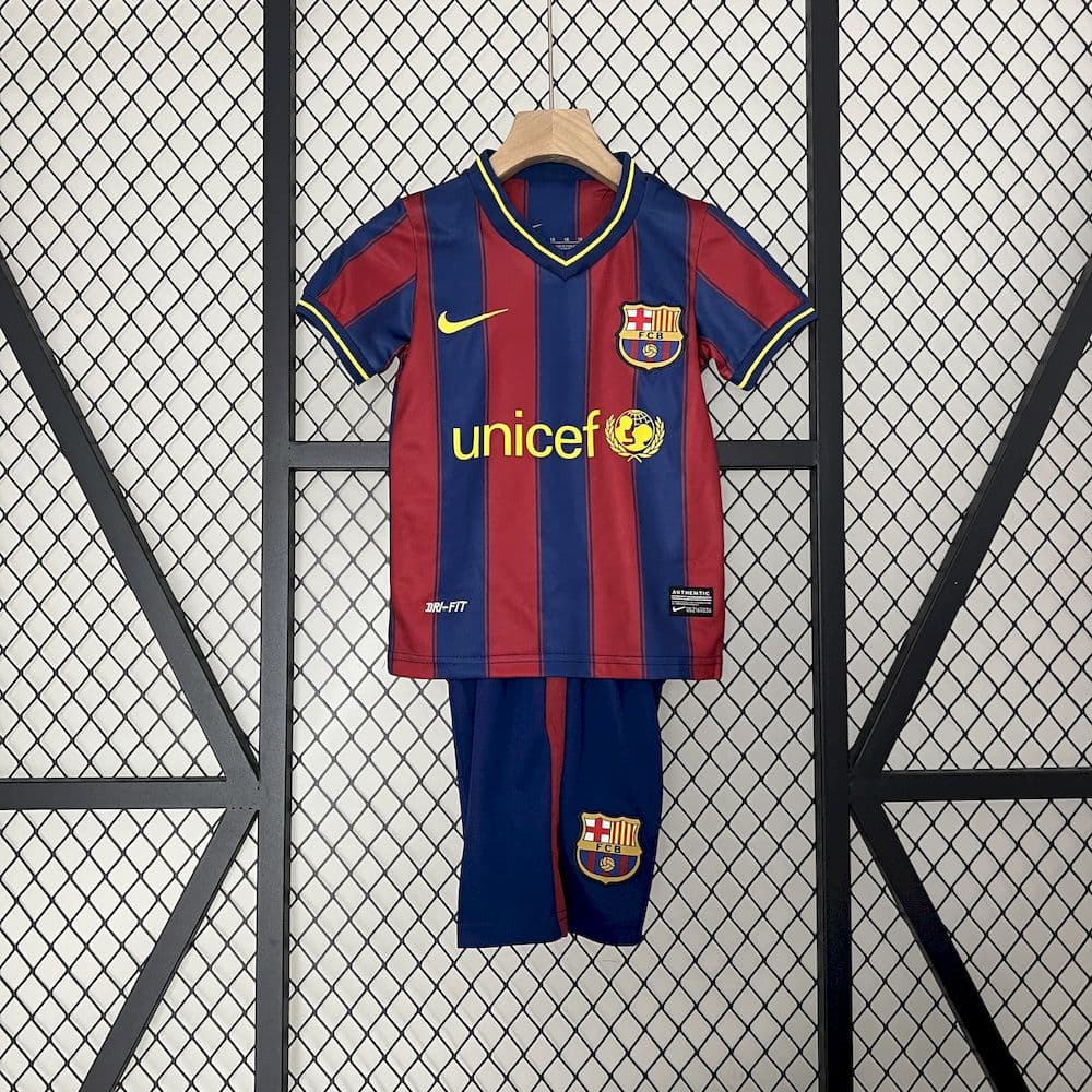 Barcelona 2009/10 Home Kids Retro Jersey And Shorts