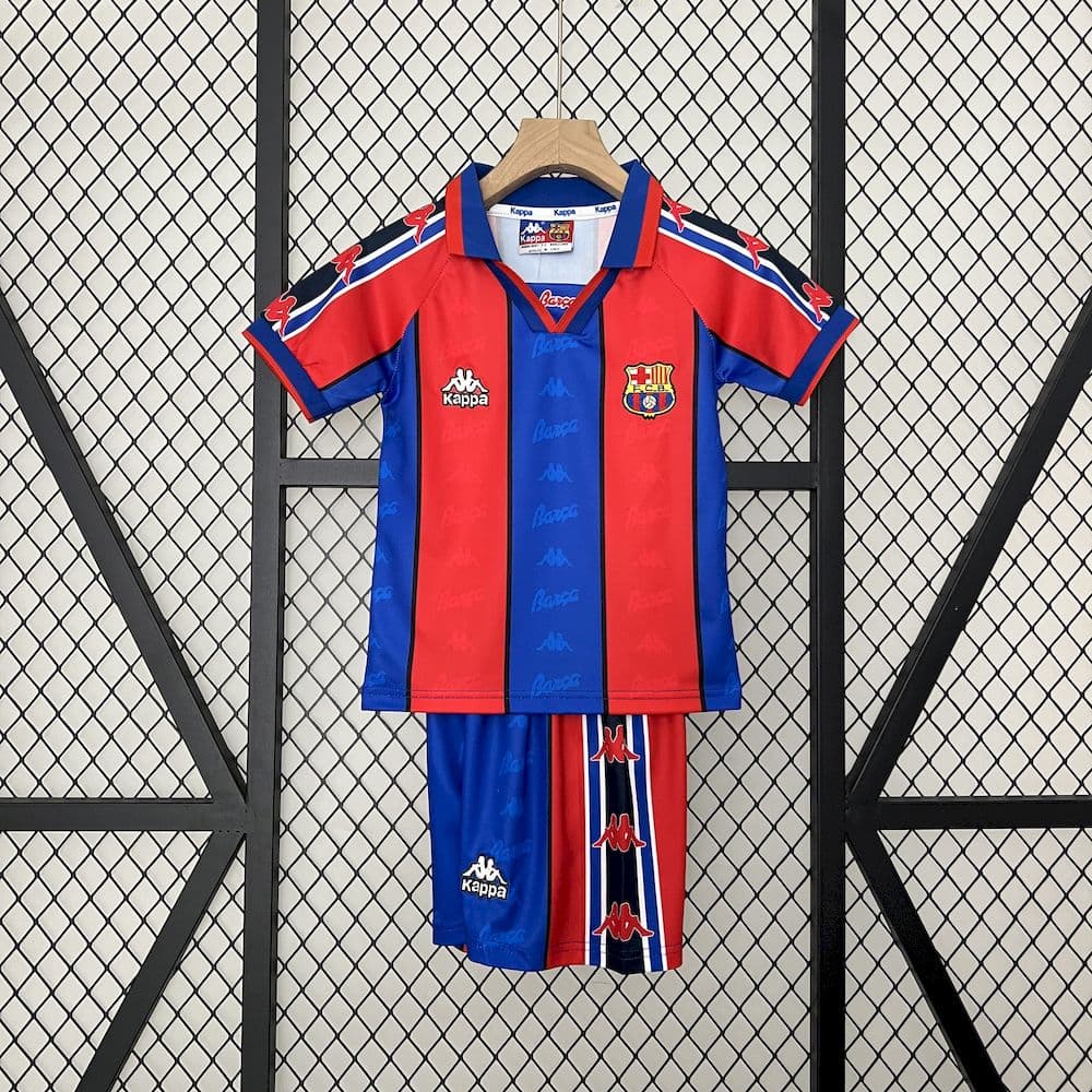 Barcelona 1995/97 Home Kids Retro Jersey And Shorts