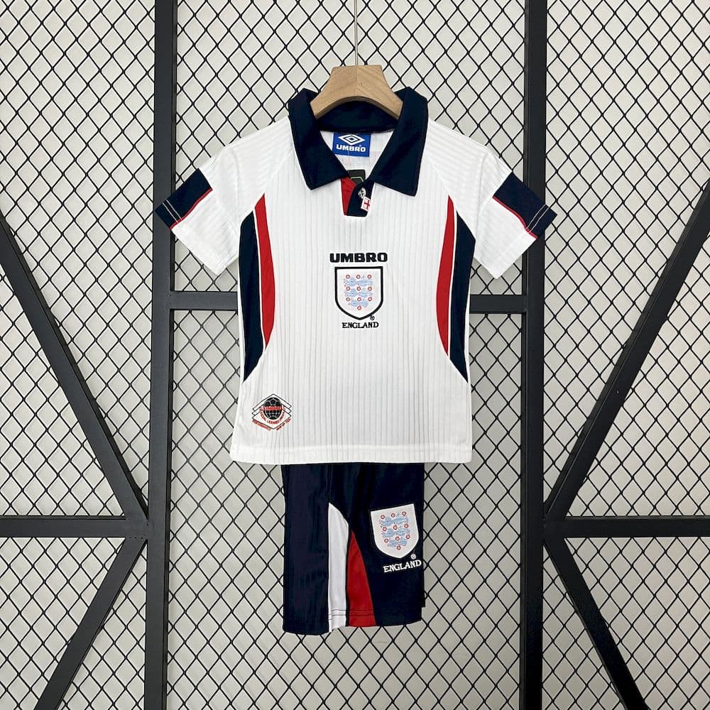 England 1998 home kids retro Jersey and shorts