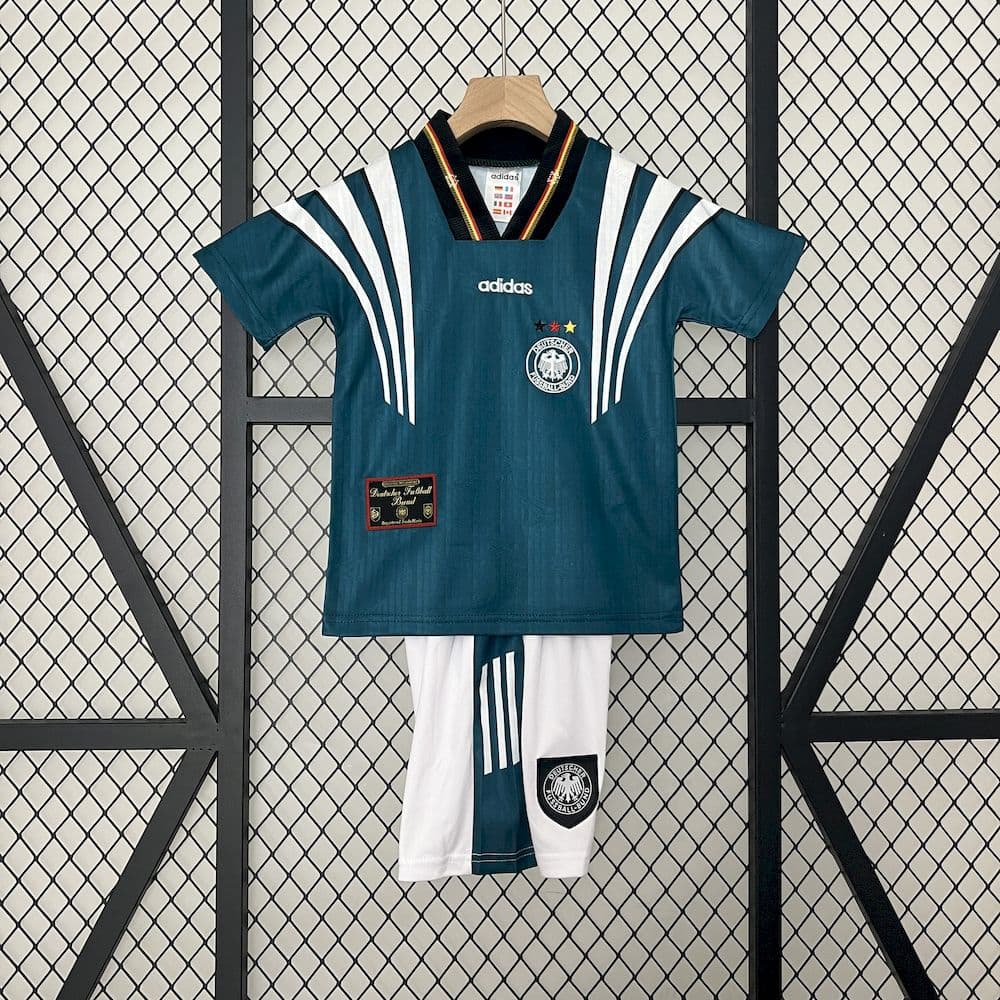 Germany 1996 Away Kids Retro Jersey And Shorts