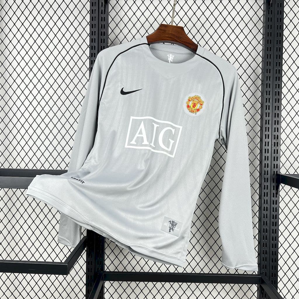 Manchester United 2007/08  Grey Goalkeepe Long Sleeves Retro Jersey