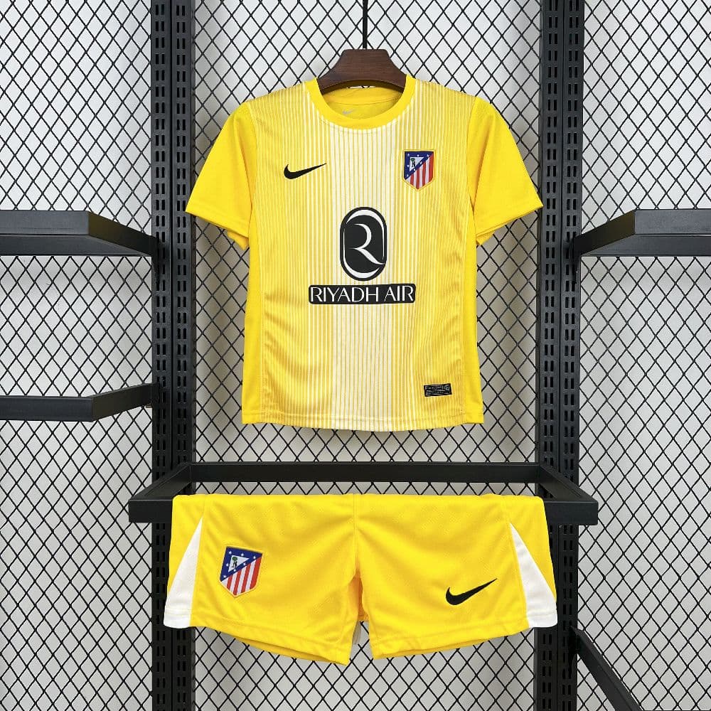 Atletico Madrid 2025/26 Yellow Goalkeeper Kids Kit