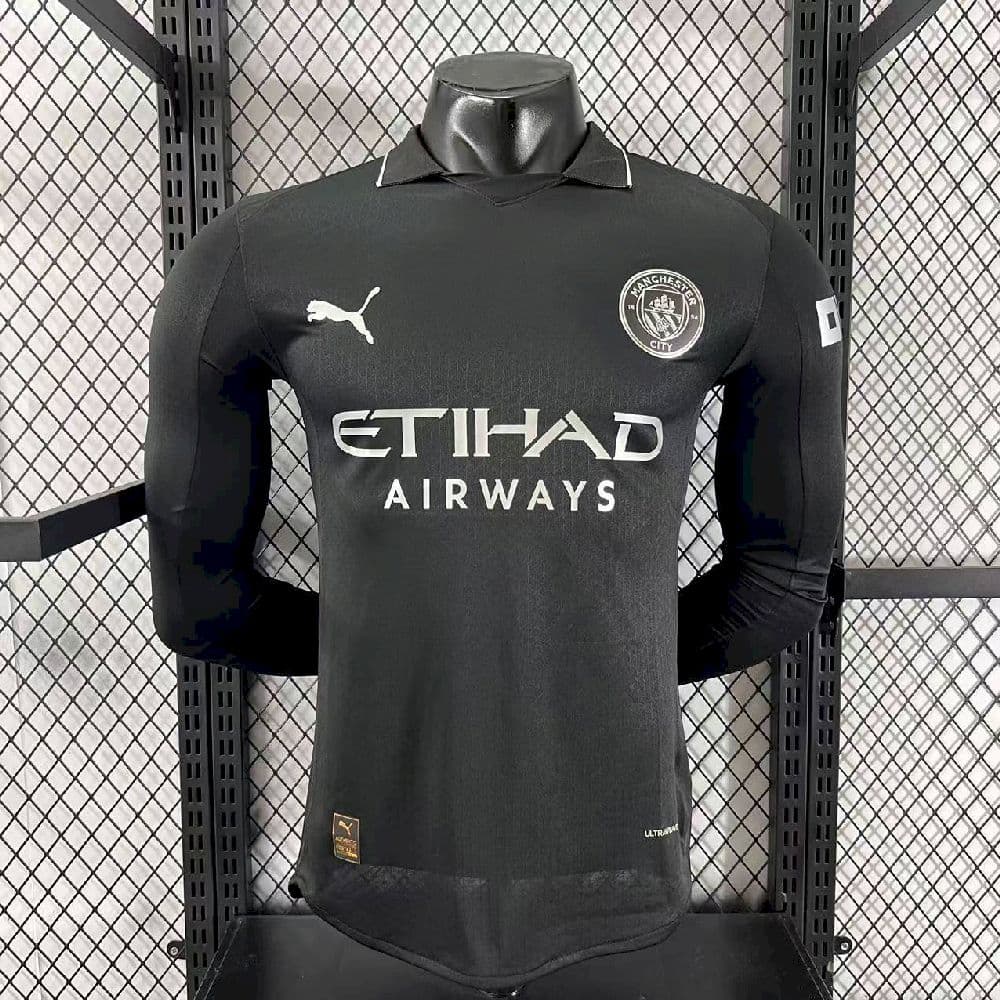 Mens Manchester City 2025/26 Away Long Sleeve Jersey Player Version