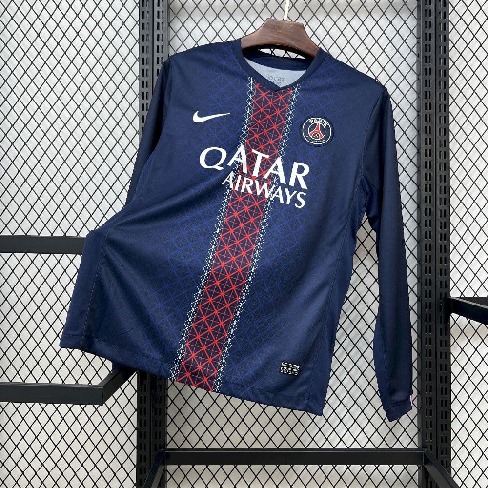 Mens Paris Saint-Germain 2025/26 Home Long Sleeve Jersey