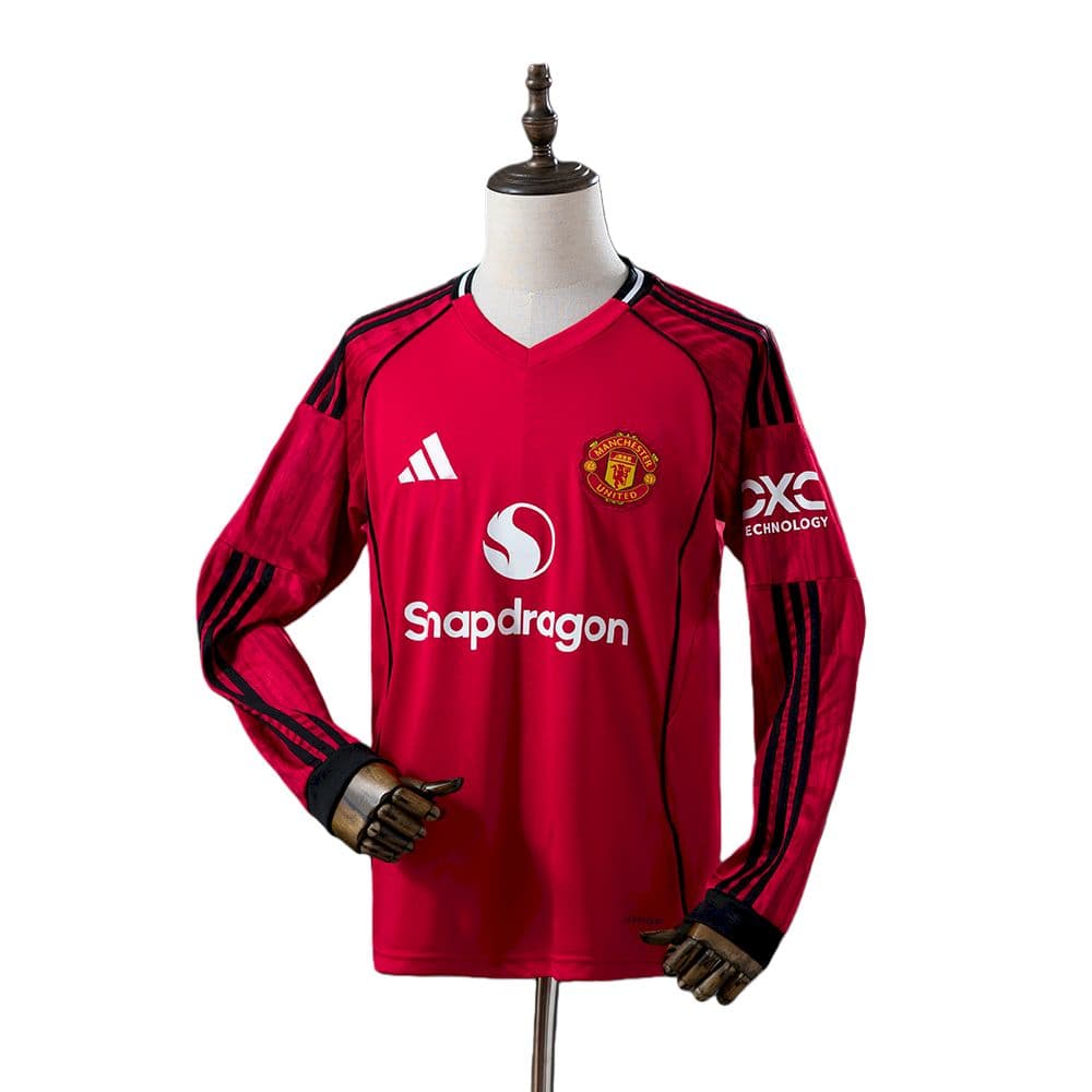 Mens Manchester United 2025/26 Home Long Sleeve Jersey