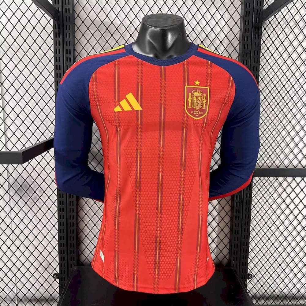 Mens Spain 2026 World Cup Home Long Sleeve Jersey Player Version