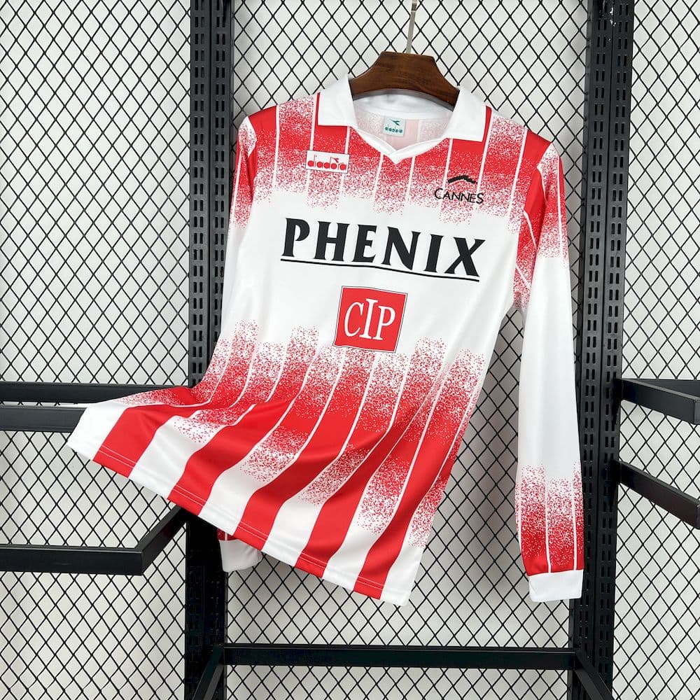 Retro AS Cannes 1991/92 Home Long Sleeves Jersey